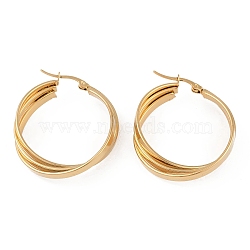 PVD Vacuum Plating 201 Stainless Steel Hoop Earrings, with 304 Stainless Steel Pin, Golden, 37.5x9mm(EJEW-I309-07G-03)