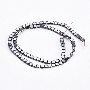 Non-magnetic Synthetic Hematite Beads Strands, Square, Original Color, 4x4x2mm, Hole: 0.8mm, about 98pcs/strand, 15.5 inch(39.5cm)