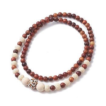 Natural Wood Round Graduated Beaded Necklace for Women, Sienna, 31.10 inch(79cm)