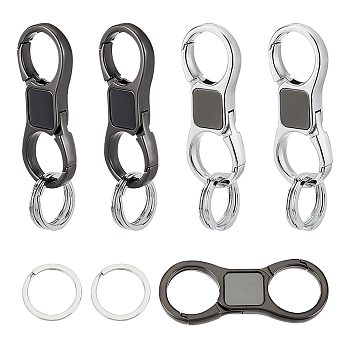 ARRICRAFT 4Pcs 2 Colors Iron and Alloy Carabiner Keychain Clasps with 2Pcs Key Rings, Mixed Color, 90mm, 2pcs/color