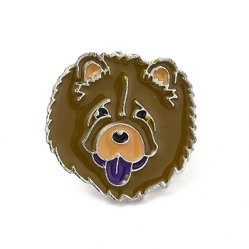 Dog Enamel Pin with Brass Butterfly Clutches, Alloy Badge for Backpack Clothing, Chow Chow, 24.5x25x10mm, Pin: 1.1mm