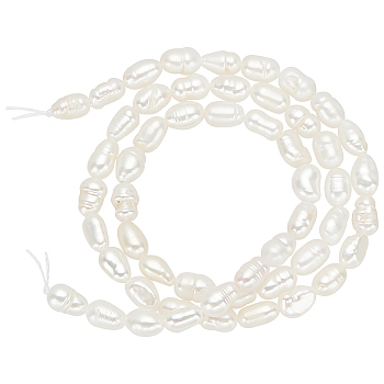 Elite 1 Strand Natural Cultured Freshwater Pearl Beads Strands, Rice, Seashell Color, 3.5~5x3.5~4.5mm, Hole: 0.6mm, about 73~86pcs/strand, 13.70inch~13.78inch(34.8cm~35cm)