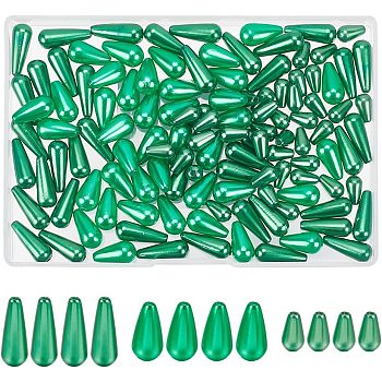 Teardrop ABS Plastic Imitation Pearl Beads, Dark Sea Green, 10~30x6~10mm, Hole: 1~1.5mm