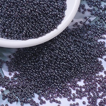 MIYUKI Round Rocailles Beads, Japanese Seed Beads, (RR171) Dark Smoky Amethyst Luster, 11/0, 2x1.3mm, Hole: 0.8mm, about 1100pcs/bottle, 10g/bottle
