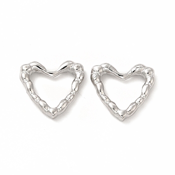 304 Stainless Steel Linking Rings, Bumpy, Heart, Stainless Steel Color, 14x15x3mm, Inner Diameter: 8x10.5mm