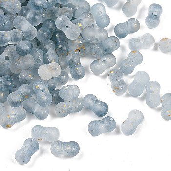 Gradient Color Transparent Acrylic Beads, with Golden Foil, Peanut, Light Steel Blue, 5.5x11.5x6.5mm, Hole: 1.8mm, about: 2000pcs/500g