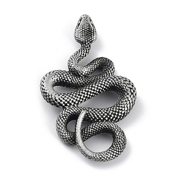 Tibetan Style Alloy Pendant, Frosted, Snake, Antique Silver, 44x26x5mm, Hole: 5.5x8mm