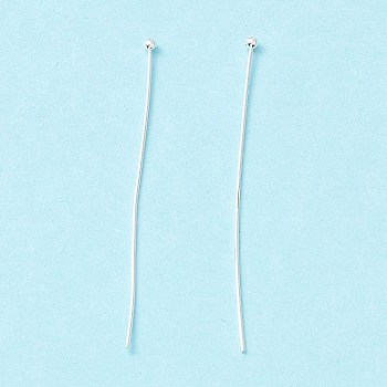 Brass Ball Head Pins, Long-Lasting Plated, Cadmium Free & Lead Free, Silver, 50~50.5mm, Head: 1.8mm, Pin: 0.5mm, 24 Gauge
