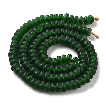 Handmade Nepalese Lampwork Beads, Frosted, Rondelle, Sea Green, 9~9.5x4.5~5mm, Hole: 1.8mm, about 133pcs/strand, 25.20''(64cm)