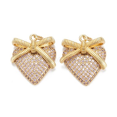 Golden Pearl Pink Heart Brass+Cubic Zirconia Pendants