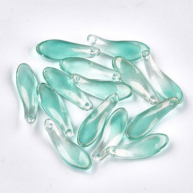 MediumTurquoise Leaf Glass Pendants