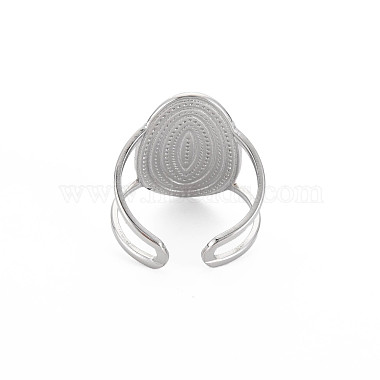 Non-Tarnish 304 Stainless Steel Oval Wide Open Cuff Ring for Women(RJEW-S405-172P)-2