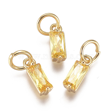 Brass Micro Pave Cubic Zirconia Charms(ZIRC-F111-03G)-2