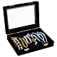 Organisateur de boîte de présentation de velours de bijoux de fenêtre transparente rectangulaire avec des serrures en bois et en fer mdf(VBOX-WH0010-01)-1