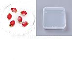 20Pcs Transparent Glass Pendants, Strawberry Charm, with Golden Alloy Loops, Red, 17x12mm(GLAA-SZ0002-21)