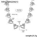 316L Surgical Stainless Steel Heart Link Chain Necklaces for Women, Tarnish Free, Stainless Steel Color, 14.96 inch(38cm)(WGE8595-04)