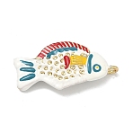 Brass Enamel Pendants, Fish Charms, Long-Lasting Plated, Cadmium Free & Lead Free, Rack Plating, Real 18K Gold Plated, Colorful, 46x23x5.5~6mm, Hole: 3mm(X-KK-Z153-06G-02)