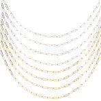 10Pcs 2 Colors Stainless Steel Paperclip Chain Necklaces for Women Men, Mixed Color, 16.10 inch(40.9cm), 5pcs/color(NJEW-SC0001-39)