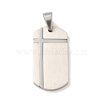 Non-Tarnish 304 Stainless Steel Pendants, Rectangle Charm, Stainless Steel Color, 34.5x17.5x2mm, Hole: 7x5.5mm(STAS-C105-06P)