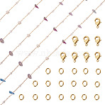 DIY Necklaces Jewelry Kits, Including Natural Amethyst Chips & ABS Plastic Imitation Pearl Beaded Chains, 3mm, 5~15x5~5.5x2~6mm, 3m(DIY-TA0010-60)