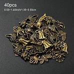 40Pcs 5 Styles Halloween Themed Tibetan Style Alloy Pendants Sets, Cadmium Free & Lead Free Charms, Antique Bronze, 13.5~35.5x13.5~20x2~5mm, Hole: 1.2~2.5mm, 8pcs/style(TIBEP-YW0002-02)