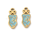 304 Stainless Steel Enamel Pendants, Bathing Suit Charms, Ion Plating(IP), Golden, 15x6.5x1.5mm, Hole: 1.5mm(SA-CBA7876-09G)