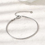 304 Stainless Steel Cable Wire Bangles for Women, Stainless Steel Color, 6.97 inch(17.7cm)(BJEW-P394-03P)