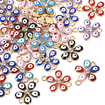 28Pcs 7 Colors Alloy Enamel Connector Charms, Flower Links with Evil Eye, Light Gold, Mixed Color, 19.5x15.5x3.2mm, Hole: 1.8mm, 4pcs/color(ENAM-TA0001-87)