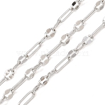 Brass Dapped Chains, Cadmium Free & Lead Free, Rack Plating, Long-Lasting Plated, Unwelded, with Spool, Platinum, 4~6x2~3x0.5mm(CHC-P017-05P)