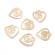 Brass Charms, Hollow, Heart, Real 24K Gold Plated, 8x8.5x0.5mm, Hole: 0.7mm(KK-Y003-21G)