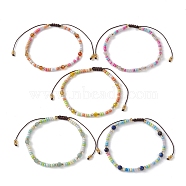 Natural Mixed Gemstone & Glass Seed Braided Bead Bracelet, Nylon Adjustable Bracelet, Inner Diameter: 2~3-1/2 inch(5.2~8.8cm)(BJEW-JB09530)