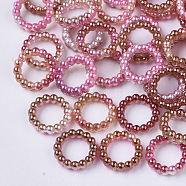 ABS Plastic Imitation Pearl Linking Rings, Rainbow Gradient Mermaid Pearl, Round Ring, Brown, 14x3mm, Inner Diameter: 10mm, about 1000pcs/bag(OACR-N005-10mm-09)