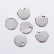 304 Stainless Steel Stamping Blank Tag Pendants, Flat Round Charms, Stainless Steel Color, 8x0.8mm, Hole: 1.2mm(STAS-P198-68C)