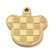 Ion Plating(IP) 304 Stainless Steel Pendants, Bear Head Charm, Golden, 15x14.5x1mm, Hole: 1.2mm.(STAS-E199-01G)