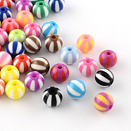 Strip Opaque Acrylic Beads, Round, Mixed Color, 19~20x18mm, Hole: 3mm(X-SACR-R885-20mm-M)