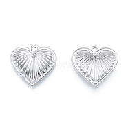 201 Stainless Steel Pendants, Heart, Stainless Steel Color, 18.5x20.5x2.5mm, Hole: 1.8mm(STAS-N098-239P)