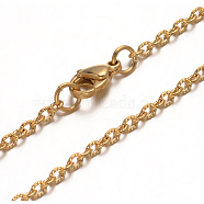 304 Stainless Steel Cable Chain Necklaces, with Lobster Clasps, Golden, 29.52 inch(75cm)(NJEW-L398-01G)