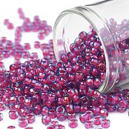TOHO Round Seed Beads, Japanese Seed Beads, (304) Inside Color Light Sapphire/Hyacinth Lined, 8/0, 3mm, Hole: 1mm, about 222pcs/bottle, 10g/bottle(SEED-JPTR08-0304)