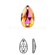 Austrian Crystal Beads, 3230, Crystal Passions, Foil Back with 2 Holes Sew-on Stone, Faceted, Pear, 001 API_Crystal Astral Pink, 18x10.5x4mm, Hole: 3mm(X-3230-10.5x18-F001API)