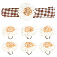 Plastic & Zinc Alloy Napkin Rings, Napkin Holder Adornment, Restaurant Daily Accessaries, Sunflower, Beige, 53x79x79mm, Inner Diameter: 34mm(AJEW-WH0041-22P)