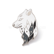 Wolf Enamel Pin, Platinum Brass Animal Brooch for Backpack Clothes, White, 31x22x2mm, Pin: 1.2.(JEWB-D012-21)