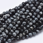 Natural Snowflake Obsidian Beads Strands, Round, 2mm, Hole: 0.5mm, about 195pcs/strand, 15.35 inch(39cm)(G-A177-04-21)