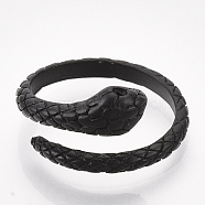 Alloy Cuff Finger Rings, Snake, Black, Size 7, 17mm(RJEW-T008-32)