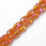 Electroplate Transparent Glass Beads Strands, Faceted, Bell, Dark Orange, 8x7mm, Hole: 1mm, about 94~100pcs/strand, 25.20 inch(64cm)(EGLA-N002-35-C05)