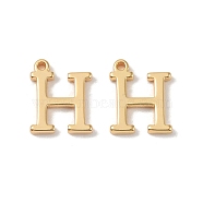 Brass Pendants, Real 18K Gold Plated, Letter H, 9.5x8x1.3mm, Hole: 0.8mm(KK-R164-01H-G)