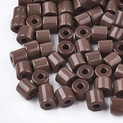 Opaque Glass Bugle Beads, Round Hole, Sienna, 7~7.5x6~6.5mm, Hole: 2.5mm, about 800pcs/bag(SEED-S023-02G)