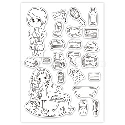 PVC Plastic Stamps, for DIY Scrapbooking, Photo Album Decorative, Cards Making, Stamp Sheets, Girl Pattern, 16x11x0.3cm(DIY-WH0167-56-110)