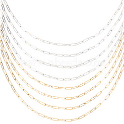 10Pcs 2 Colors Stainless Steel Paperclip Chain Necklaces for Women Men, Mixed Color, 16.10 inch(40.9cm), 5pcs/color(NJEW-SC0001-39)