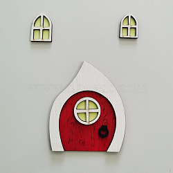 Miniature Luminous Wooden Door & Window, Glow in the Dark Dollhouse Building Accessories, Red, 5x100mm(MIMO-PW0001-173B)