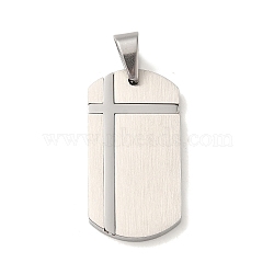 Non-Tarnish 304 Stainless Steel Pendants, Rectangle Charm, Stainless Steel Color, 34.5x17.5x2mm, Hole: 7x5.5mm(STAS-C105-06P)
